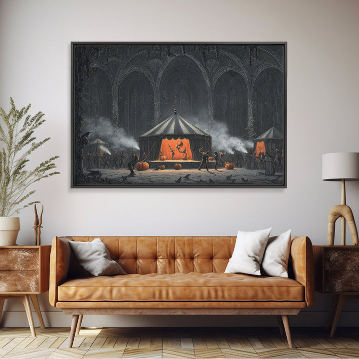 The Jack-O'-Lantern Circus, Landscape Wall Art, Spooky Home Decor, Canvas Print, Halloween Wall Decor, Gothic Home Decor