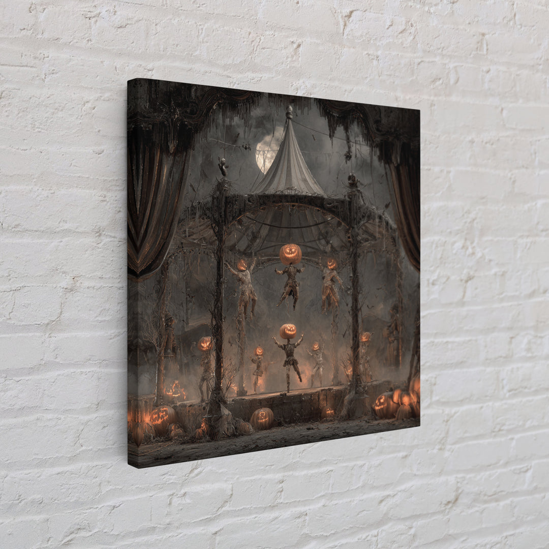 The Jack-O'-Lantern Circus, Square Wall Art, Haunted Gothic Art, Framed Canvas Print, Halloween Wall Decor, Gothic Home Decor