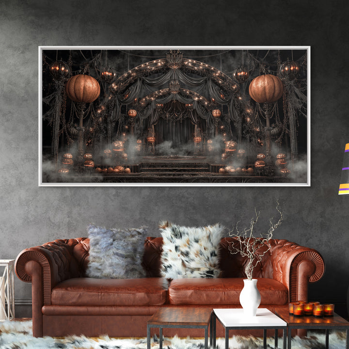 The Jack-O'-Lantern Circus, Wide Panoramic Art, Spooky Home Decor, Canvas Print, Halloween Wall Decor, Gothic Home Decor, Macabre Wall Art