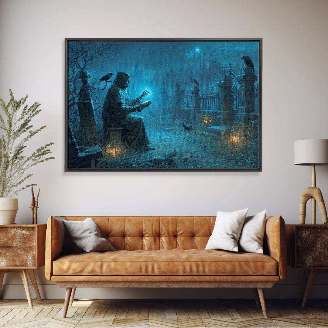 The Graveyard Book Club, Landscape Wall Art, Dark Halloween Decor, Canvas Print, Halloween Wall Decor, Gothic Home Decor, Macabre Wall Art