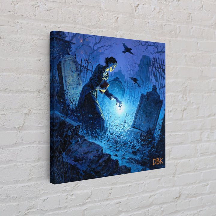 The Graveyard Book Club, Square Wall Art, Dark Halloween Decor, Canvas Print, Halloween Wall Decor, Gothic Home Decor, Halloween Wall Art