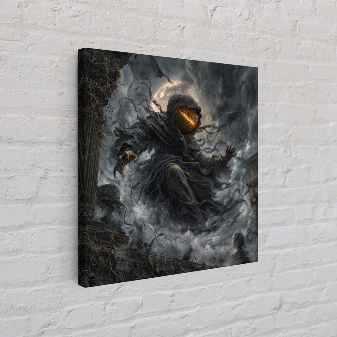 The Cosmic Pumpkin God, Square Wall Art, Macabre Wall Art, Framed Canvas Print, Halloween Wall Decor, Gothic Home Decor, Halloween Decor