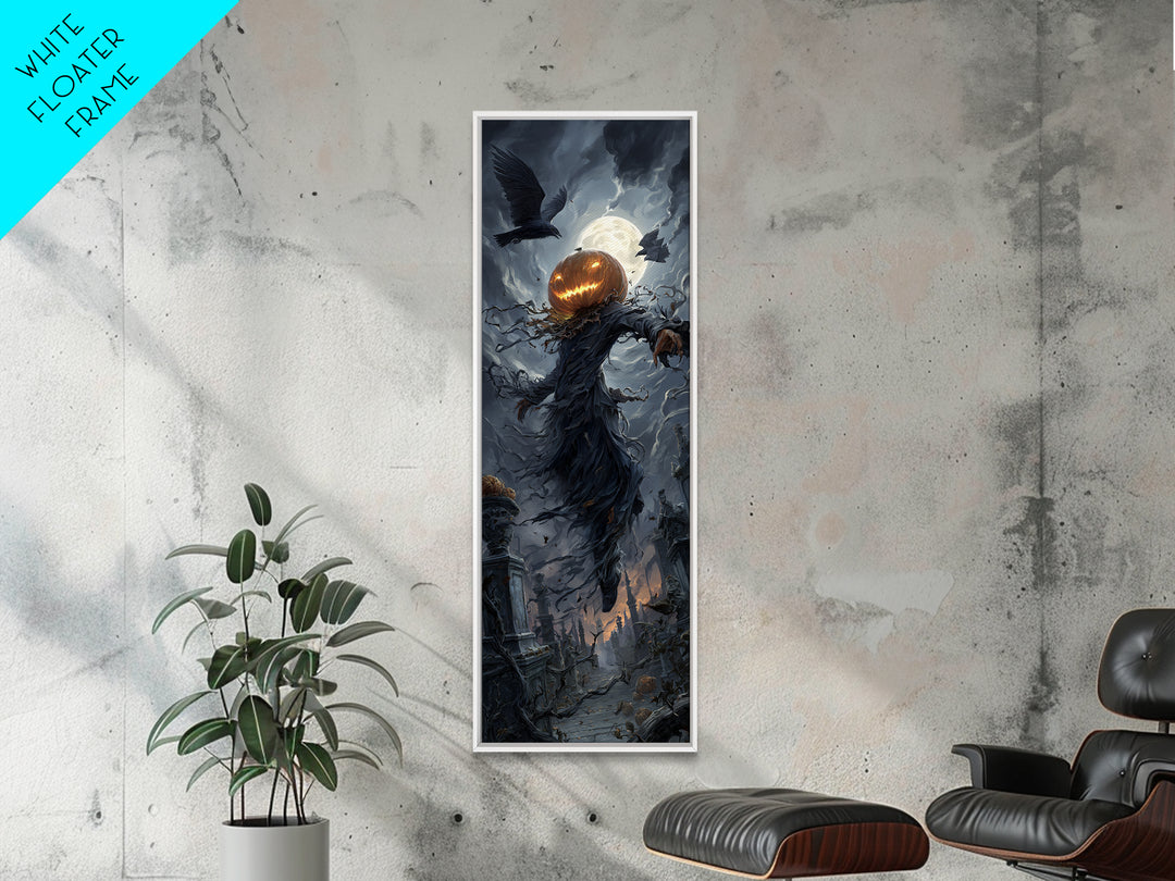 The Cosmic Pumpkin God, Tall Narrow Wall Art, Dark Fantasy Wall Art, Canvas Print, Halloween Wall Decor, Gothic Home Decor
