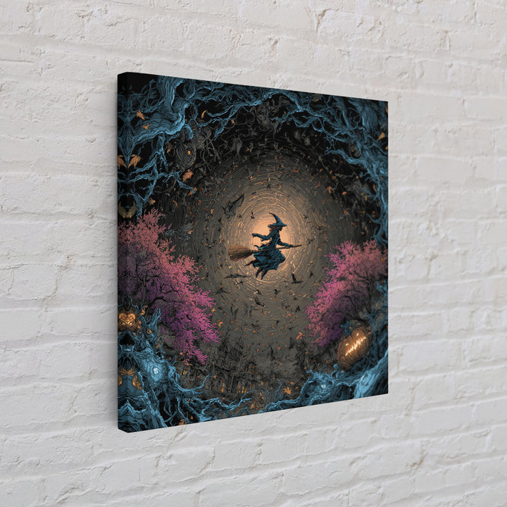 The Cyberpunk Witch, Square Wall Art, Gothic Horror Wall Art, Framed Canvas Print, Halloween Wall Decor, Gothic Home Decor