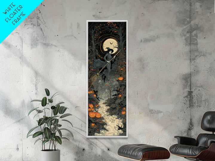 The Cyberpunk Witch, Tall Narrow Wall Art, Dark Halloween Decor, Canvas Print, Halloween Wall Decor, Gothic Home Decor, Seasonal Home Decor