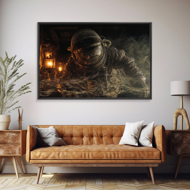 The Astronaut Ghost, Landscape Wall Art, Gothic Horror Wall Art, Framed Canvas Print, Halloween Wall Decor, Gothic Home Decor