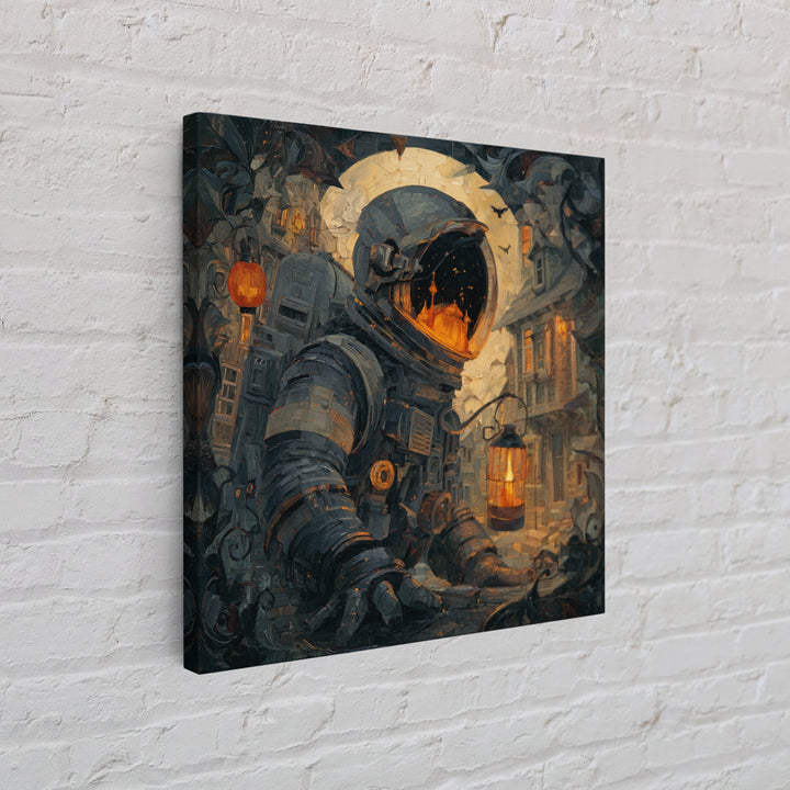 The Astronaut Ghost, Square Wall Art, Haunted Gothic Art, Framed Canvas Print, Halloween Wall Decor, Gothic Home Decor, Spooky Wall Decor