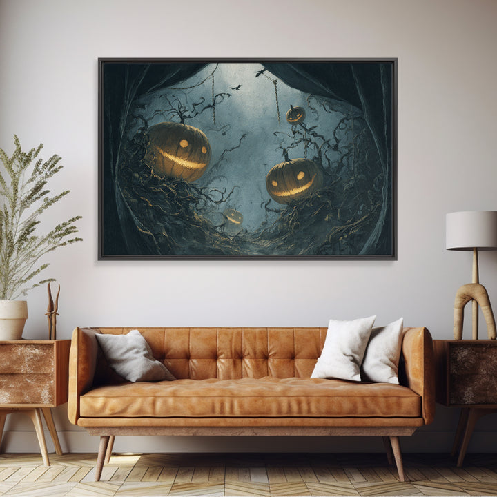 The Alien Pumpkin Patch, Landscape Wall Art, Dark Fantasy Wall Art, Canvas Print, Halloween Wall Decor, Gothic Home Decor
