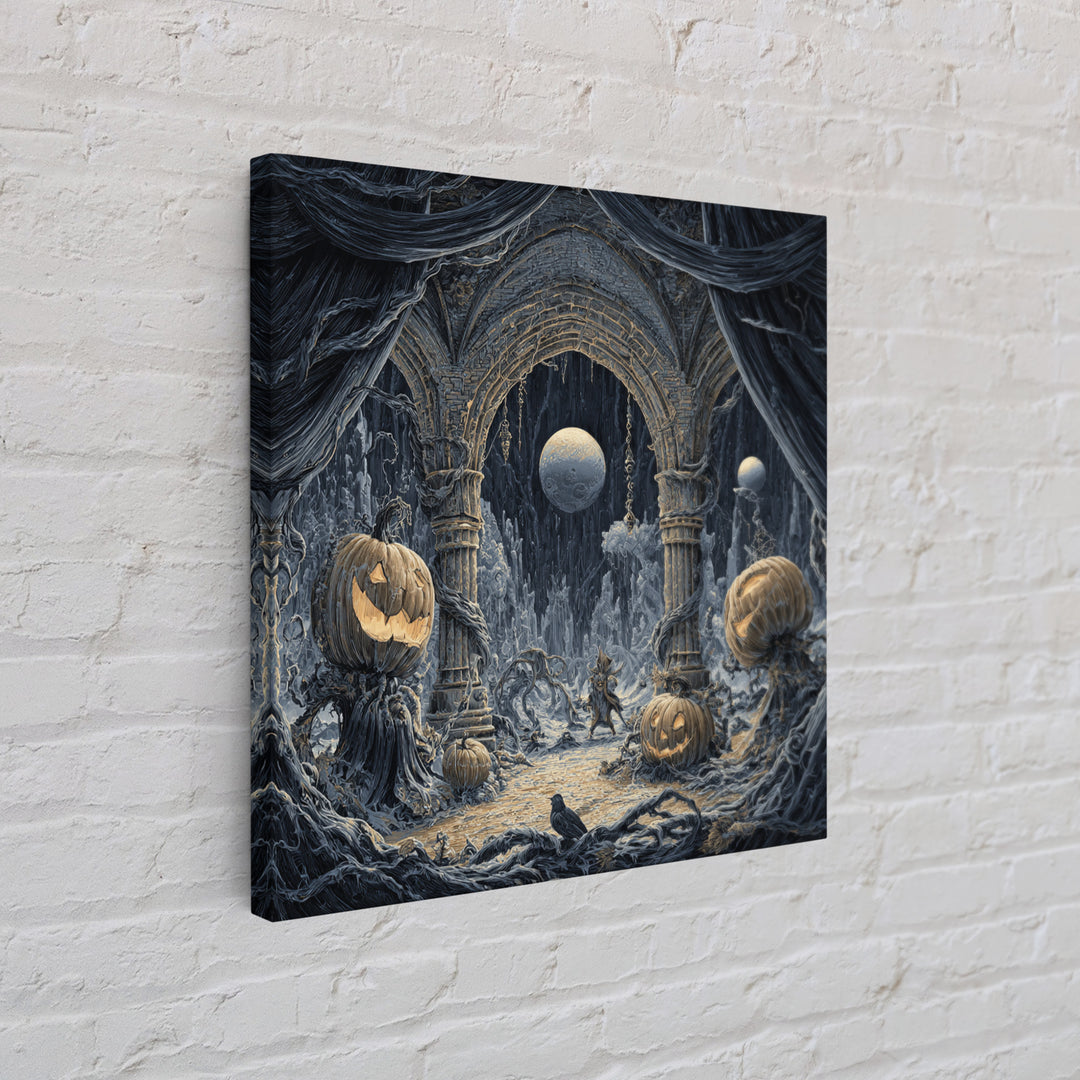 The Alien Pumpkin Patch, Square Wall Art, Dark Halloween Decor, Canvas Print, Halloween Wall Decor, Gothic Home Decor, Horror Wall Art