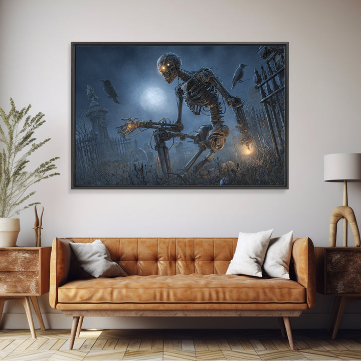 The Biomechanical Skeleton, Landscape Wall Art, Spooky Home Decor, Canvas Print, Halloween Wall Decor, Gothic Home Decor, Spooky Wall Decor