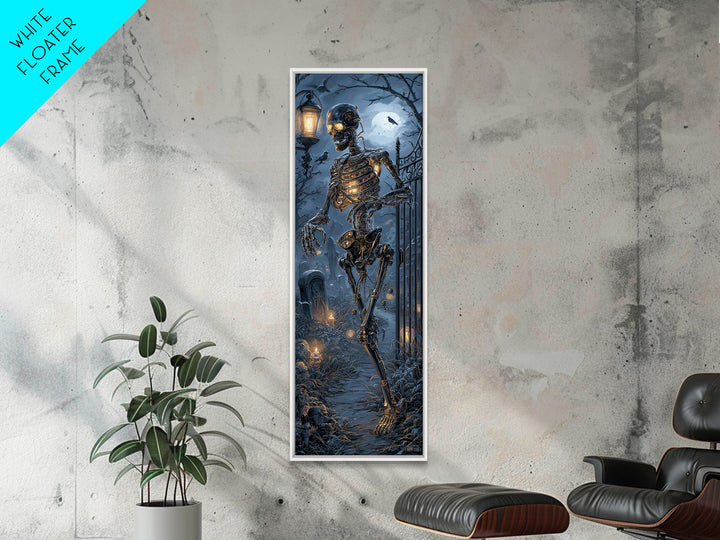 The Biomechanical Skeleton, Tall Narrow Wall Art, Dark Fantasy Wall Art, Canvas Print, Halloween Wall Decor, Gothic Home Decor