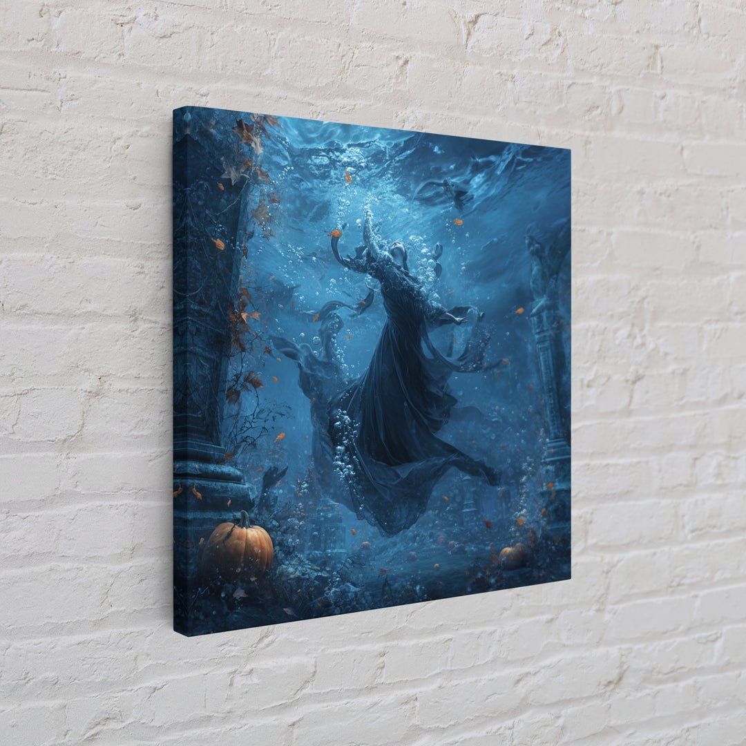 The Underwater Graveyard, Square Wall Art, Dark Halloween Decor, Canvas Print, Halloween Wall Decor, Gothic Home Decor, Halloween Wall Art