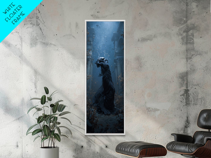 The Underwater Graveyard, Tall Narrow Wall Art, Haunted Gothic Art, Framed Canvas Print, Halloween Wall Decor, Gothic Home Decor
