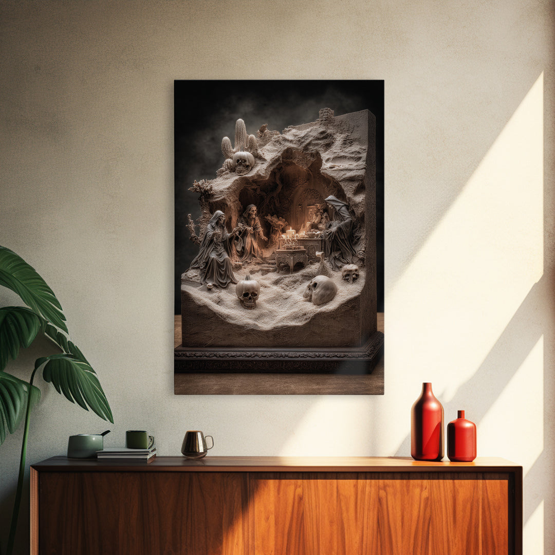 Desert Halloween, Vertical Wall Art, Spooky Home Decor, Canvas Print, Halloween Wall Decor, Gothic Home Decor, Statement Wall Art