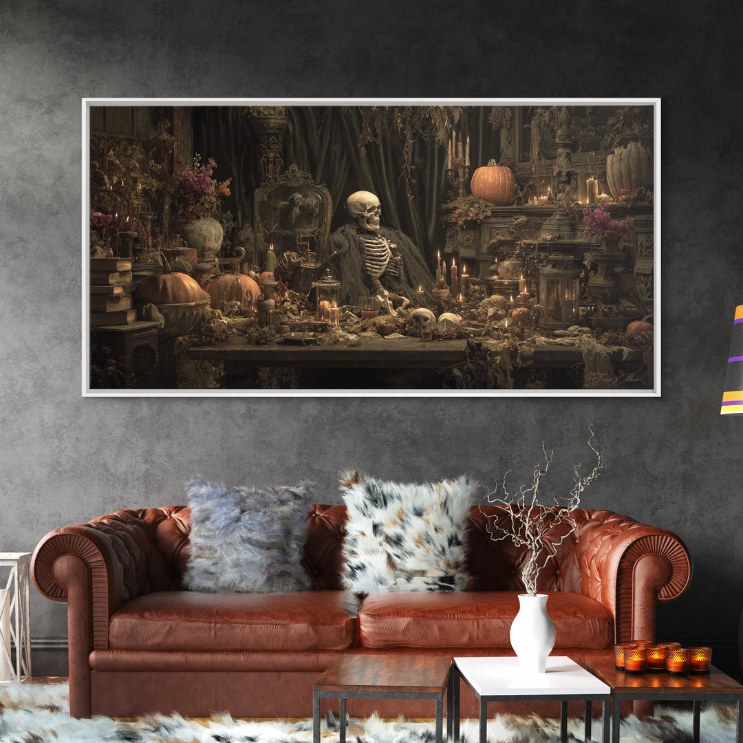 Desert Halloween, Wide Panoramic Art, Gothic Horror Wall Art, Framed Canvas Print, Halloween Wall Decor, Gothic Home Decor, Halloween Decor