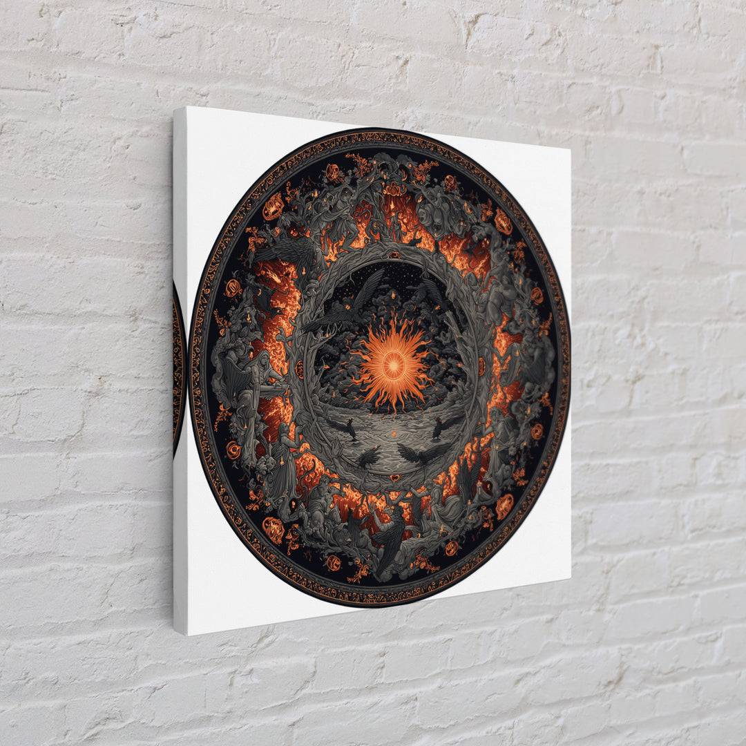 The Volcanic Demon Festival, Square Wall Art, Gothic Horror Wall Art, Framed Canvas Print, Halloween Wall Decor, Gothic Home Decor