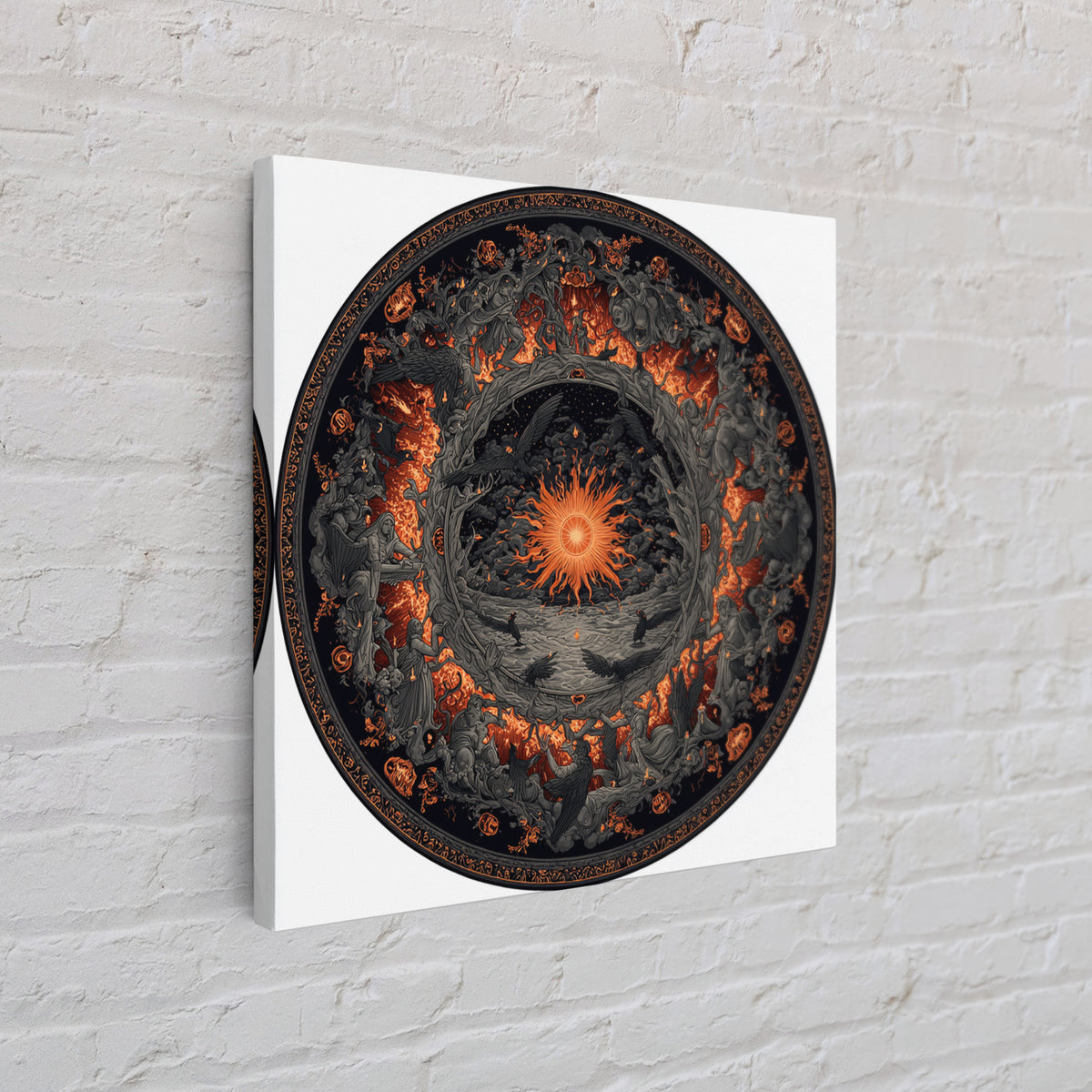 The Volcanic Demon Festival, Square Wall Art, Gothic Horror Wall Art, Framed Canvas Print, Halloween Wall Decor, Gothic Home Decor