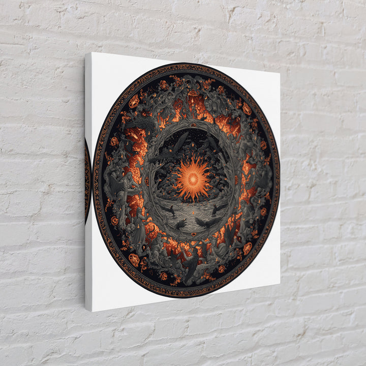 The Volcanic Demon Festival, Square Wall Art, Gothic Horror Wall Art, Framed Canvas Print, Halloween Wall Decor, Gothic Home Decor