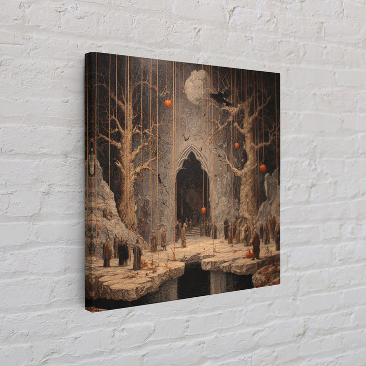 The Upside-Down Cemetery, Square Wall Art, Spooky Home Decor, Canvas Print, Halloween Wall Decor, Gothic Home Decor, Seasonal Home Decor