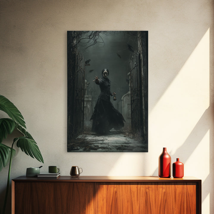 The Infinite Hallway, Vertical Wall Art, Gothic Horror Wall Art, Framed Canvas Print, Halloween Wall Decor, Gothic Home Decor