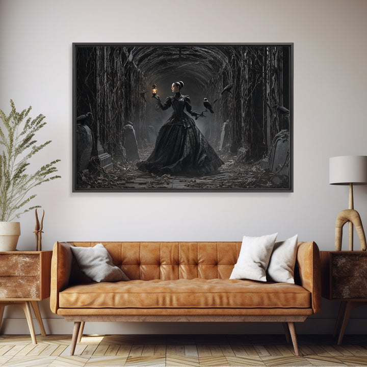 The Infinite Hallway, Landscape Wall Art, Gothic Horror Wall Art, Framed Canvas Print, Halloween Wall Decor, Gothic Home Decor