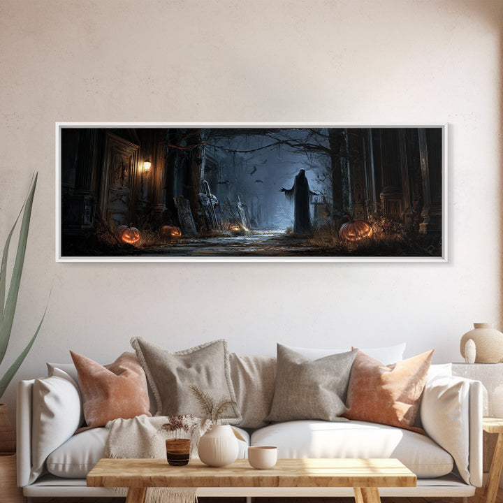 The Infinite Hallway, Extra Wide Wall Art, Dark Halloween Decor, Canvas Print, Halloween Wall Decor, Gothic Home Decor