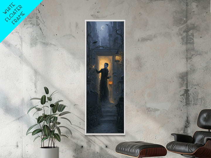 The Infinite Hallway, Tall Narrow Wall Art, Gothic Horror Wall Art, Framed Canvas Print, Halloween Wall Decor, Gothic Home Decor