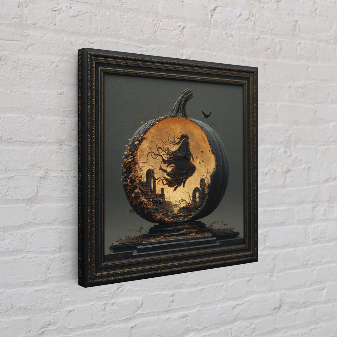 The Moon Inside A Pumpkin, Square Wall Art, Spooky Home Decor, Canvas Print, Halloween Wall Decor, Gothic Home Decor, Spooky Wall Decor