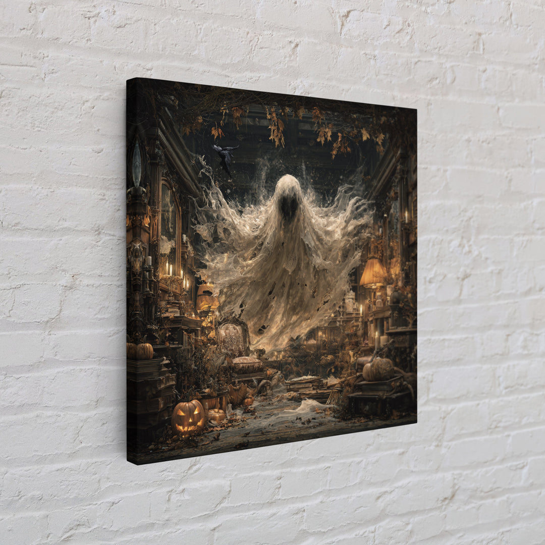 The Autumn-Leaf Ghost, Square Wall Art, Dark Fantasy Wall Art, Canvas Print, Halloween Wall Decor, Gothic Home Decor, Spooky Wall Decor