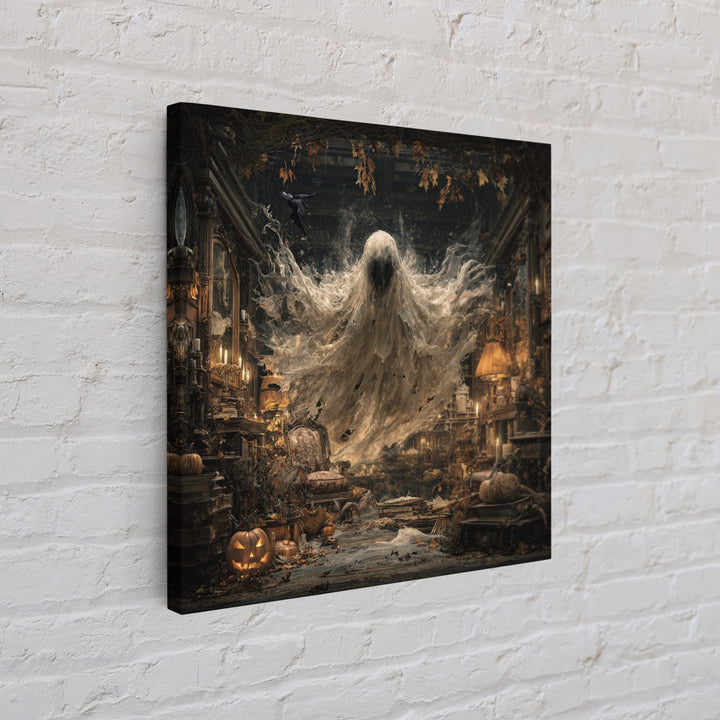 The Autumn-Leaf Ghost, Square Wall Art, Dark Fantasy Wall Art, Canvas Print, Halloween Wall Decor, Gothic Home Decor, Spooky Wall Decor