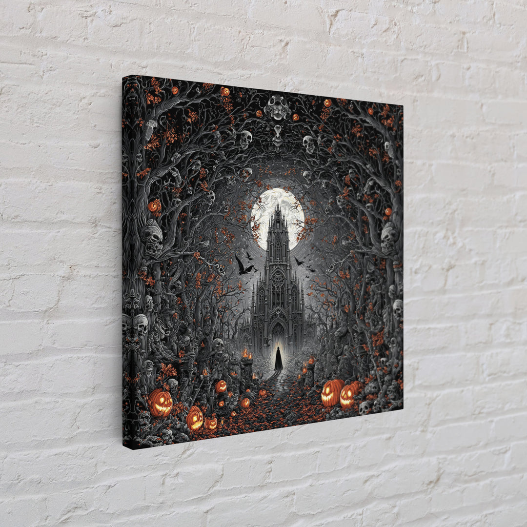 The Cathedral Of Bones, Square Wall Art, Dark Fantasy Wall Art, Canvas Print, Halloween Wall Decor, Gothic Home Decor, Dark Fantasy Art