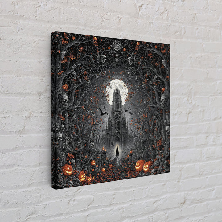 The Cathedral Of Bones, Square Wall Art, Dark Fantasy Wall Art, Canvas Print, Halloween Wall Decor, Gothic Home Decor, Dark Fantasy Art