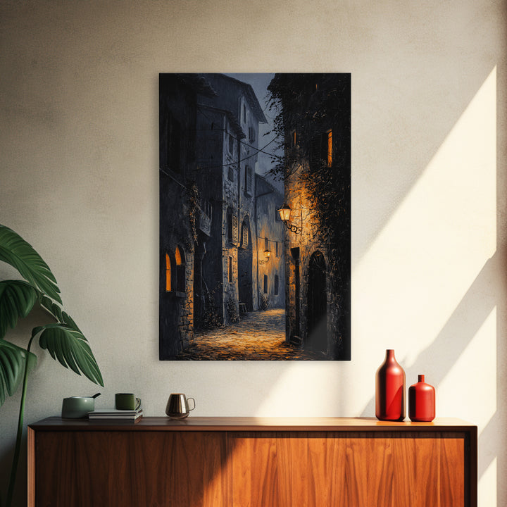 The Town Where Shadows Live, Vertical Wall Art, Dark Fantasy Wall Art, Canvas Print, Halloween Wall Decor, Gothic Home Decor