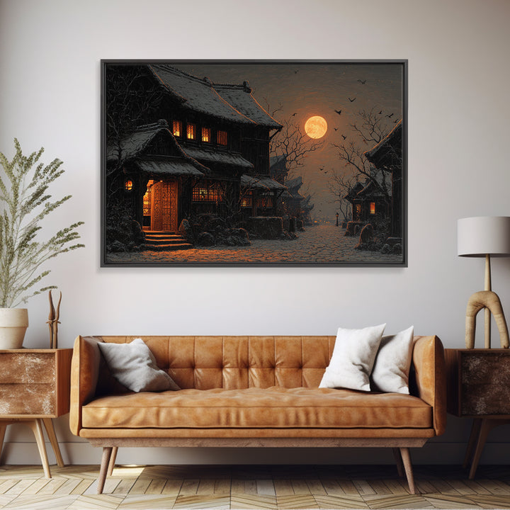 The Town Where Shadows Live, Landscape Wall Art, Dark Halloween Decor, Canvas Print, Halloween Wall Decor, Gothic Home Decor