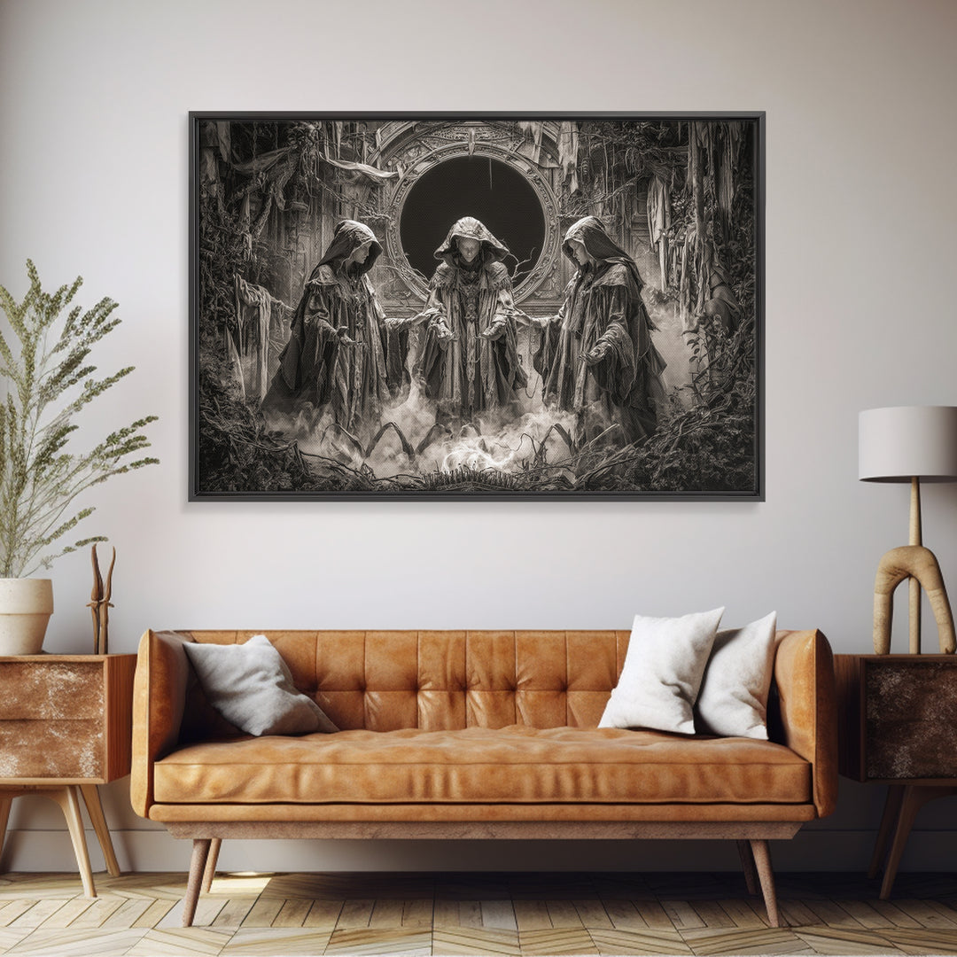 The Eclipse Summoning, Landscape Wall Art, Macabre Wall Art, Framed Canvas Print, Halloween Wall Decor, Gothic Home Decor