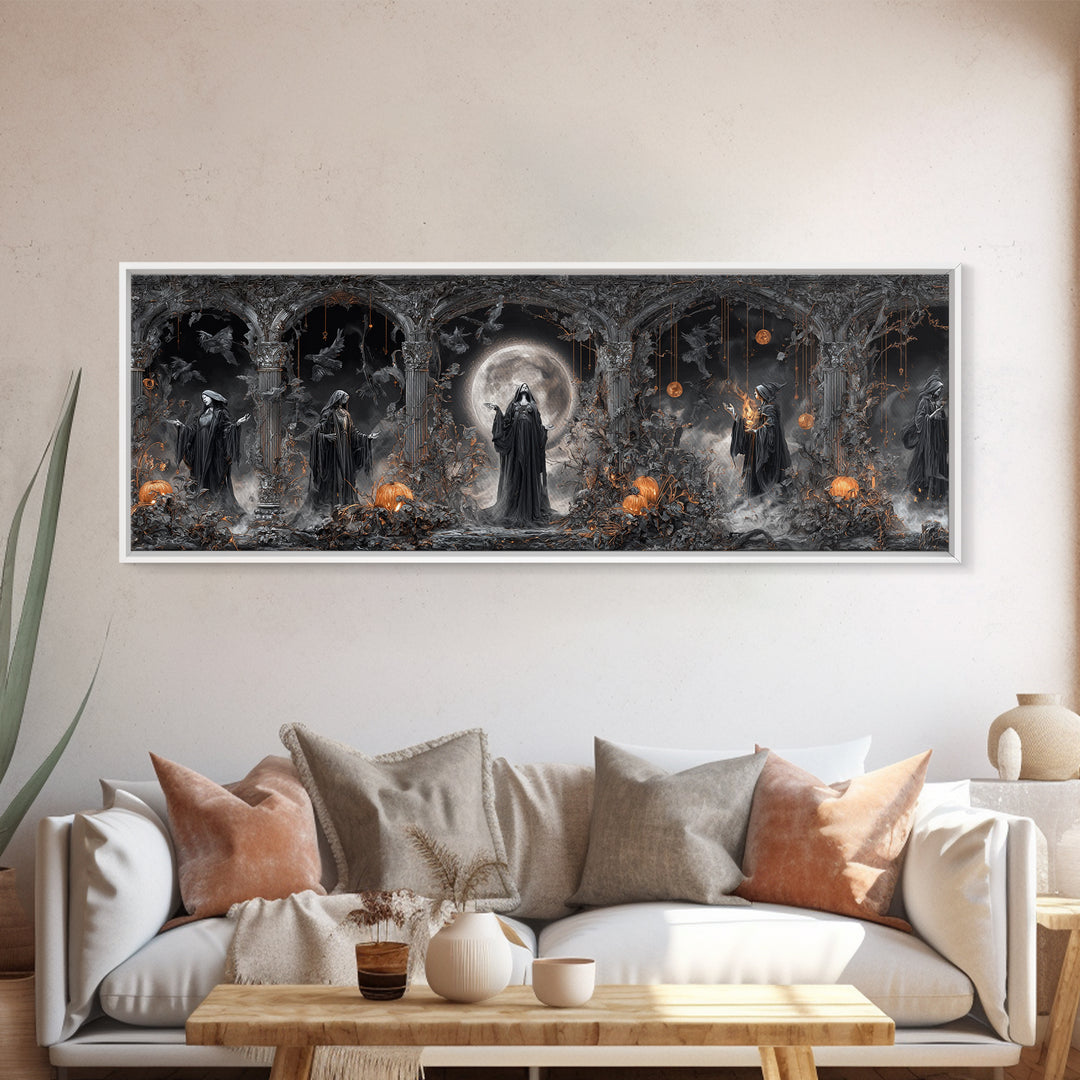 The Eclipse Summoning, Extra Wide Wall Art, Haunted Gothic Art, Framed Canvas Print, Halloween Wall Decor, Gothic Home Decor