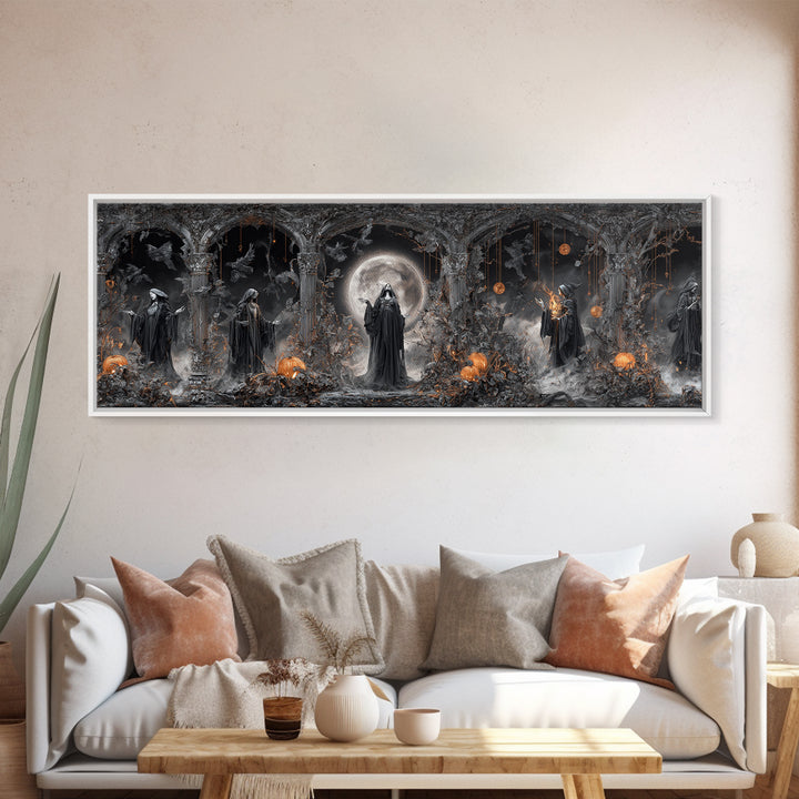 The Eclipse Summoning, Extra Wide Wall Art, Haunted Gothic Art, Framed Canvas Print, Halloween Wall Decor, Gothic Home Decor