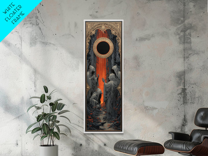 The Eclipse Summoning, Tall Narrow Wall Art, Haunted Gothic Art, Framed Canvas Print, Halloween Wall Decor, Gothic Home Decor
