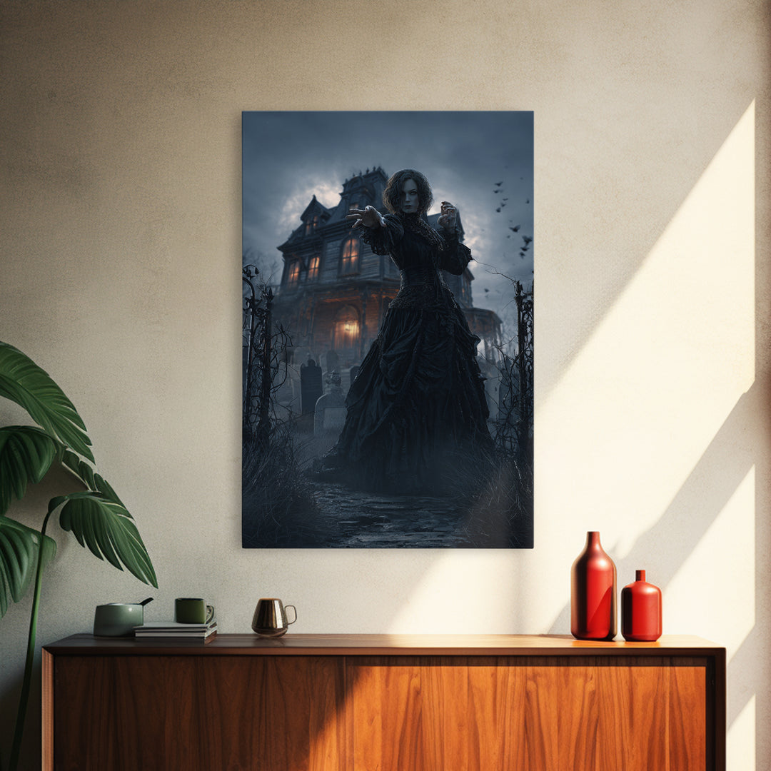 The Last House At The World'S Edge, Vertical Wall Art, Macabre Wall Art, Framed Canvas Print, Halloween Wall Decor, Gothic Home Decor