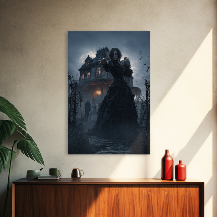 The Last House At The World'S Edge, Vertical Wall Art, Macabre Wall Art, Framed Canvas Print, Halloween Wall Decor, Gothic Home Decor