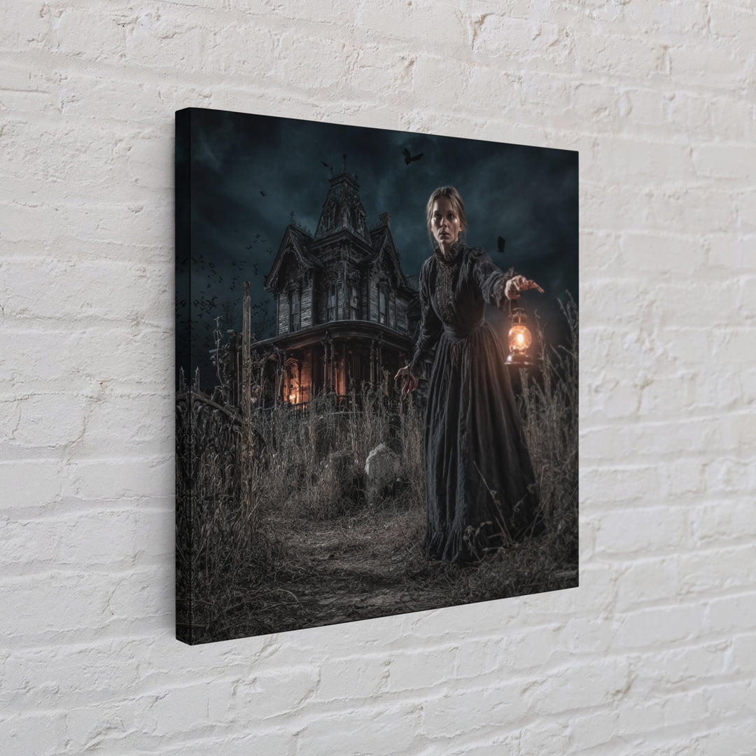 The Last House At The World'S Edge, Square Wall Art, Spooky Home Decor, Canvas Print, Halloween Wall Decor, Gothic Home Decor