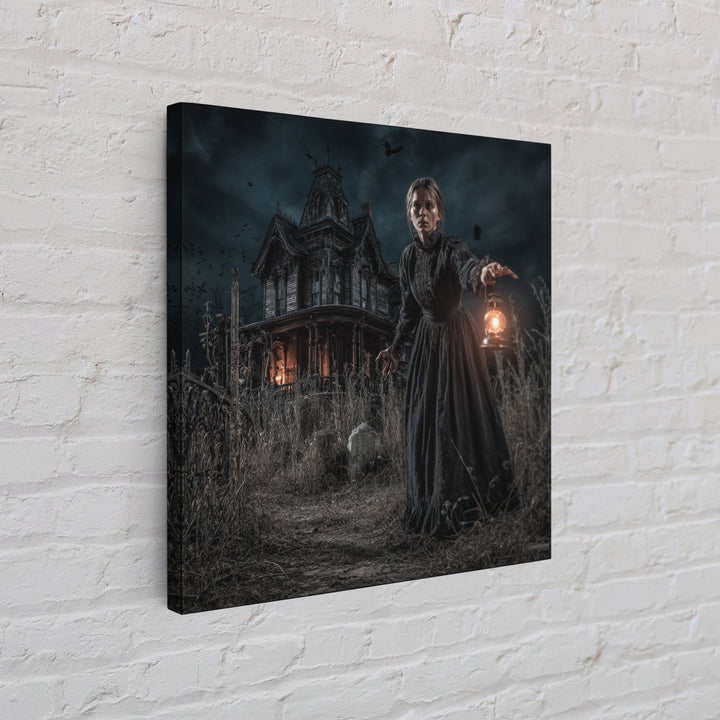 The Last House At The World'S Edge, Square Wall Art, Spooky Home Decor, Canvas Print, Halloween Wall Decor, Gothic Home Decor