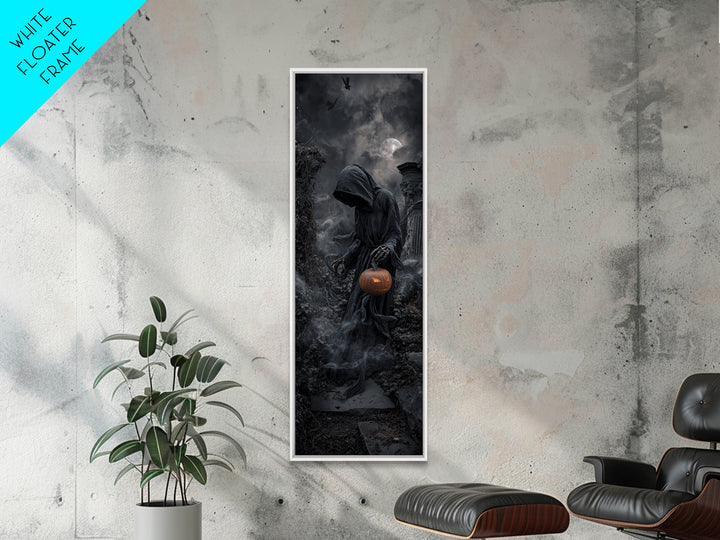 Halloween On Another Planet, Tall Narrow Wall Art, Gothic Horror Wall Art, Framed Canvas Print, Halloween Wall Decor, Gothic Home Decor