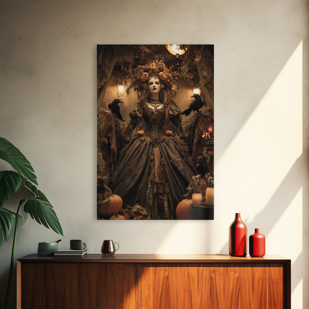 The Personification Of October, Vertical Wall Art, Dark Halloween Decor, Canvas Print, Halloween Wall Decor, Gothic Home Decor