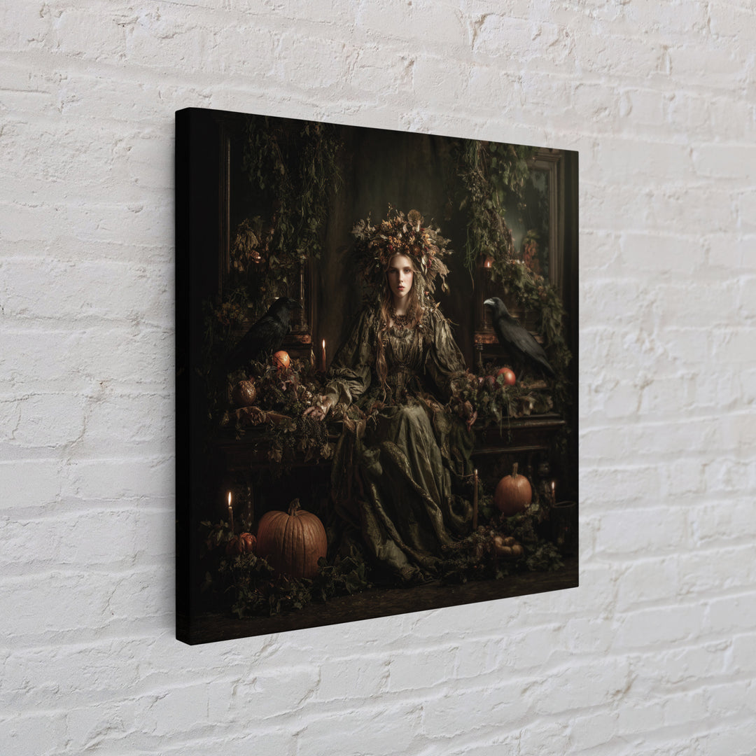 The Personification Of October, Square Wall Art, Macabre Wall Art, Framed Canvas Print, Halloween Wall Decor, Gothic Home Decor