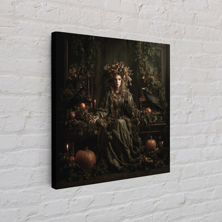 The Personification Of October, Square Wall Art, Macabre Wall Art, Framed Canvas Print, Halloween Wall Decor, Gothic Home Decor