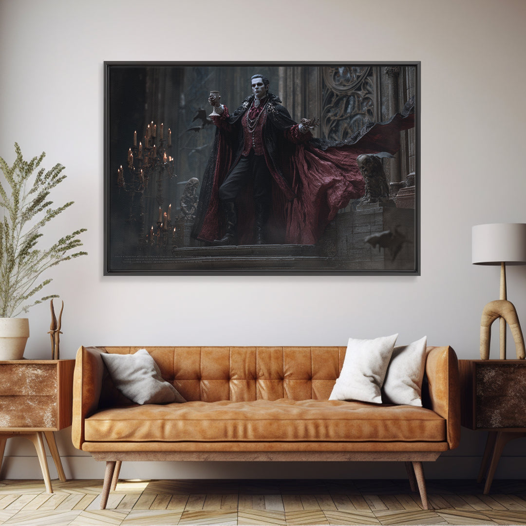 The Crimson Count Of Hollow Keep, Landscape Wall Art, Dark Halloween Decor, Canvas Print, Halloween Wall Decor, Gothic Home Decor