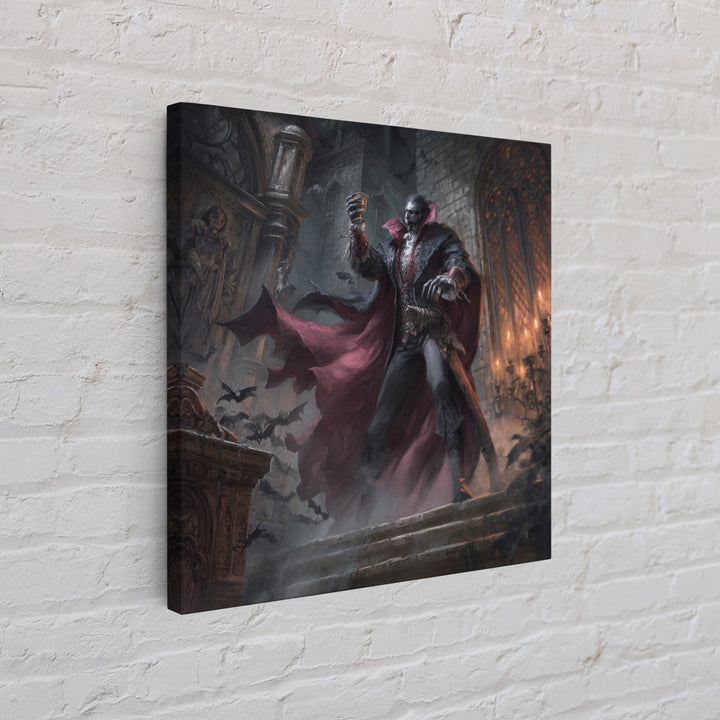 The Crimson Count Of Hollow Keep, Square Wall Art, Macabre Wall Art, Framed Canvas Print, Halloween Wall Decor, Gothic Home Decor