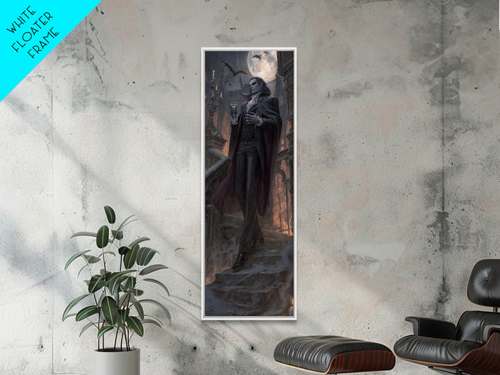 The Crimson Count Of Hollow Keep, Tall Narrow Wall Art, Macabre Wall Art, Framed Canvas Print, Halloween Wall Decor, Gothic Home Decor