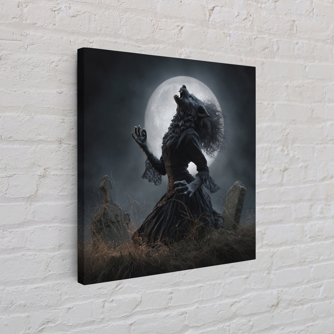 The Widow Wolf Of Briar Moon, Square Wall Art, Gothic Horror Wall Art, Framed Canvas Print, Halloween Wall Decor, Gothic Home Decor